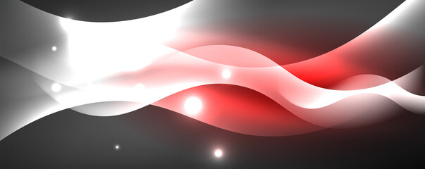 Shiny glowing neon wave, light lines abstract background. Magic energy and motion concept. Vector wallpaper template