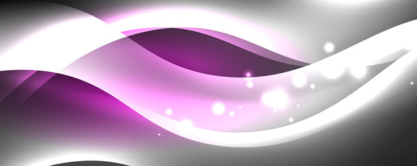 Shiny glowing neon wave, light lines abstract background. Magic energy and motion concept. Vector wallpaper template