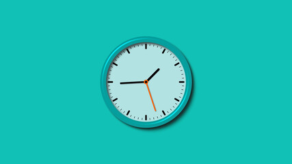 New cyan color counting down 3d wall clock, Background 3d clock