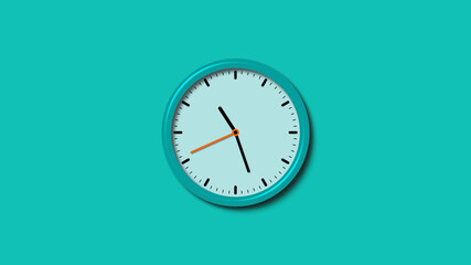 New cyan color counting down 3d wall clock, Background 3d clock