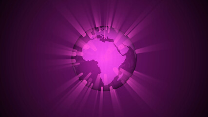 New pink color lighting 3d planet icon, Background earth