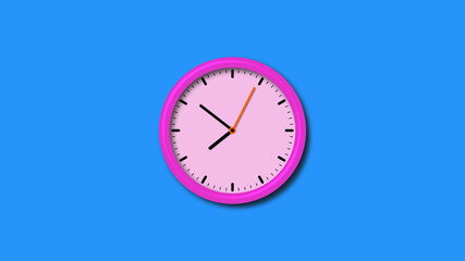 Amazing pink color counting down 3d wall cock icon on blue background