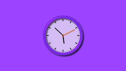 New purple color counting down 3d wall clock isolated, 3d wall clock icon