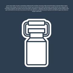 Blue line Can container for milk icon isolated on blue background. Vector