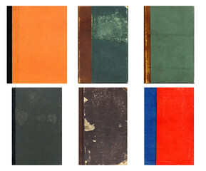 Fototapeta na wymiar Blank old book covers. Set of vintage textures. Rough faded surface. Perfect for background and retro style design. Empty place for text.