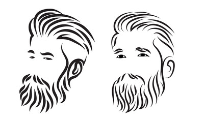 Men face vector line art