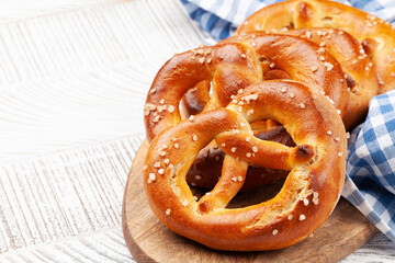 Fresh baked homemade pretzel. Beer snack