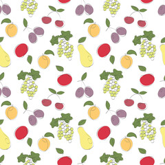 Seamless vector pattern with fruits.