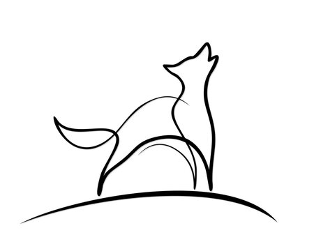 The one line stylized  Wolf symbol.
