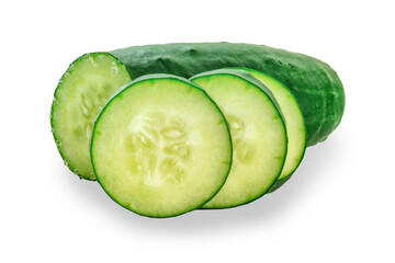 Cucumber slices, isolated on a white background