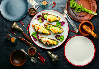 Bruschetta with eggs benedict