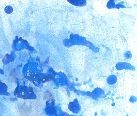 Fototapeta na wymiar Abstract art background blue liquid paint watercolor technique illustration