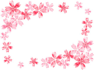 水彩風　桜　フレーム横