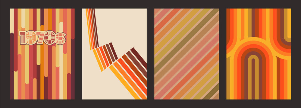 1970s Backgrounds, Pattern Set, Vintage Color Combinations
