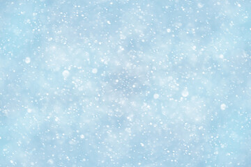 blue snowfall bokeh background, abstract snowflake background on blurred abstract blue