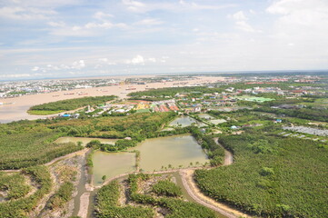 Helicopter flying sightseeing around Thailand