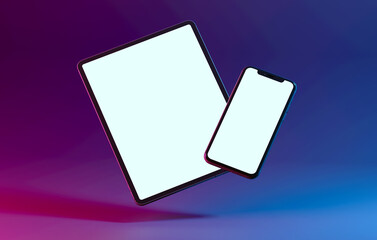 Isolated Devices Mockup - 3d rendering.