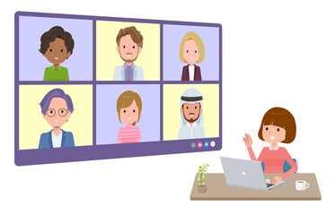 flat type Straight bangs women_web-meeting-perspective