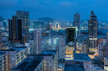 Fototapeta premium Night scenery of downtown district of Hong Kong city