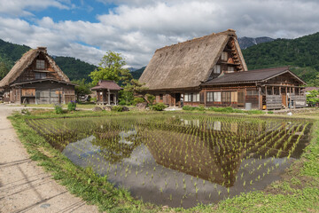 Farm house in Historical village Shirakawa-go. Shirakawa-go is one of Japan's UNESCO World Heritage Sites located in Gifu Prefecture, Japan.