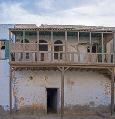 Old wooden building exterior in abandoned egyptian house