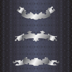 Set of Silver vintage banners. Silver labels.