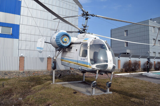 KA-26 (Kamov) Old Soviet helicopter. Small private airclub and pilots school. 27 March 2021. Kiev Region, Ukraine