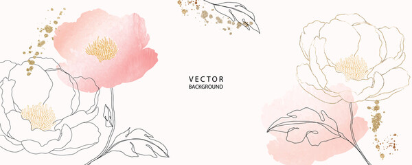 minimal background in pink peony flowers and tropical summer leaf