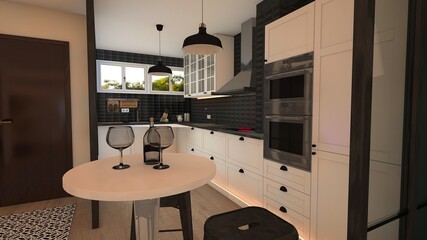 COCINA  DE ESTILO CLASICO CON GRAN ENCIMERA 