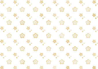 金箔の桜　パターン　背景イラスト素材（金色・白）