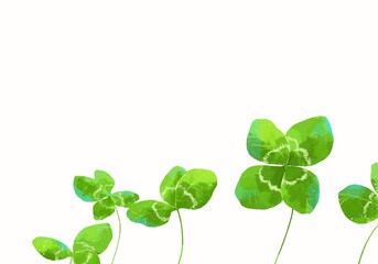 優しいタッチの四葉のクローバーのイラスト