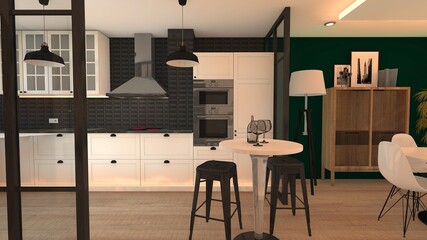 COCINA  DE ESTILO CLASICO CON GRAN ENCIMERA 