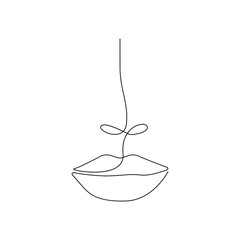 Trendy Line Art Woman Face Drawing. Minimalistic Black Lines Drawing. Female Face Continuous One Line Abstract Illustration. Modern Scandinavian Design. Vector EPS 10