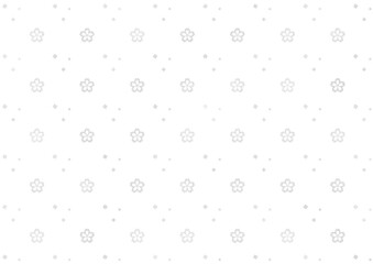 銀箔の桜　パターン　背景イラスト素材（銀色・白）