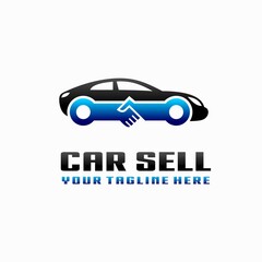 Car sell logo with handshake concept