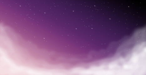 night purple sky with stars and clouds