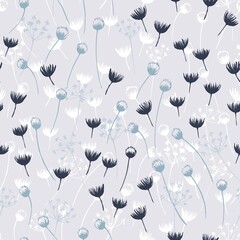 Background with fluff . Seamless vector plant pattern for fabric