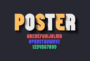 Original ultra bold font, trendy modern alphabet, letters and numbers, vector illustration 10EPS