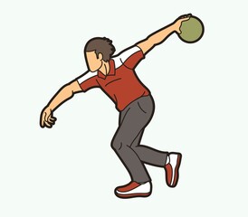 Fototapeta na wymiar Bowling Sport Male Player Action Cartoon Graphic Vector