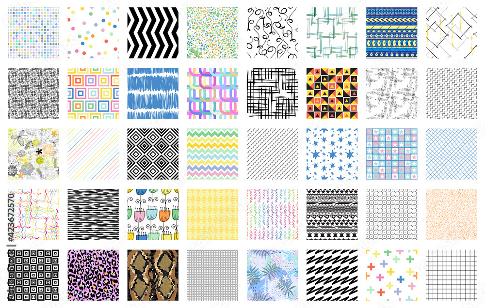 Wall mural abstract colorful patterns. super big collection, set of patterns. snake, leopard, geometric pattern