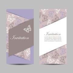 Set of vertical banners with the butterflies