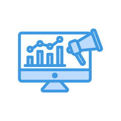 Digital Marketing icon vector illustration in blue style about marketing and growth for any projects