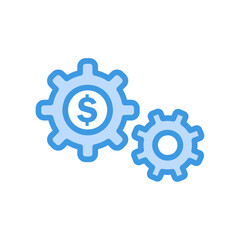 Setting icon vector illustration in blue style about marketing and growth for any projects