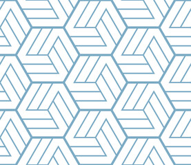 Abstract geometric pattern with stripes, lines. Seamless vector background. White and blue ornament. Simple lattice graphic design