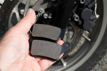 Two brake pads for motorcycle disc brakes