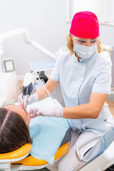 Dental Prosthodontics. Dentist Using 3D Camera in Teeth Reconstruction Procedure