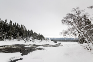 Tännforsen frozen Waterfall in Sweden Arctic