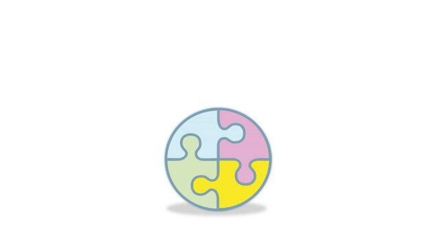 puzzles symbol of autism. autism day. 4K video illustration. 