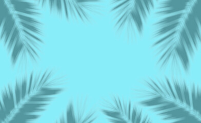 Fototapeta na wymiar Palm leaves background. Shadows tropical palm leaves on an empty colored background. Summer, tropics, sun, vacation concept
