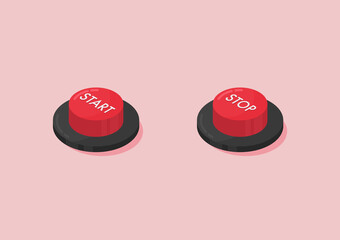 Obraz na płótnie Canvas Red Start and Stop buttons